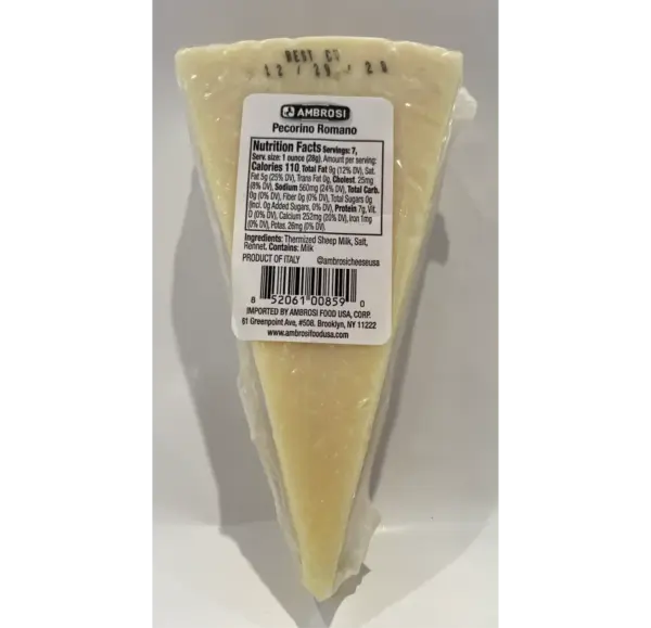 Ambrosi Authentic Italian Pecorino Romano Cheese 7 oz