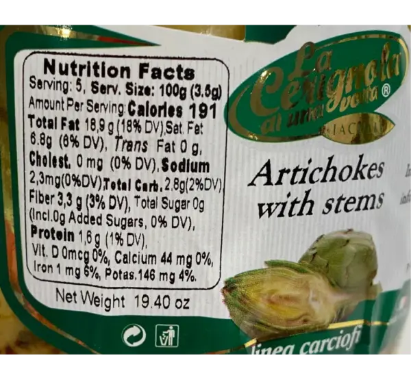 Artichokes with Stems - La Cerignola - 19.4 oz Jar