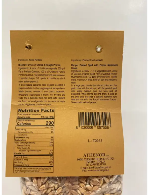 Athenor Pearled Farro Whole Grain 1.1 lb