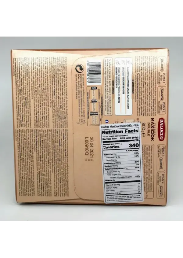 Balocco Maxichock Pandoro Cake, 800g Chocolate Flavor