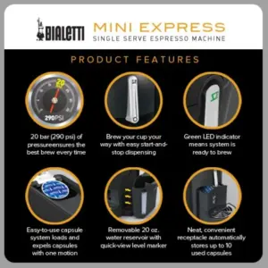 Bialetti Mini Express Capsule Machine - Black Coffee Maker