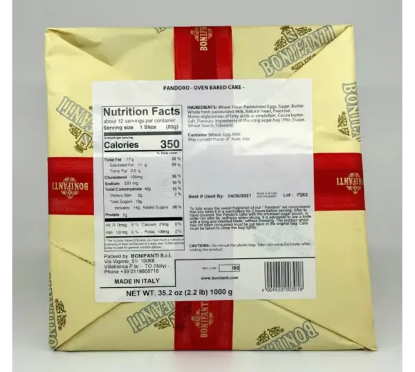Bonifanti Classic Pandoro Cake 1000g - Traditional Italian Holiday Treat
