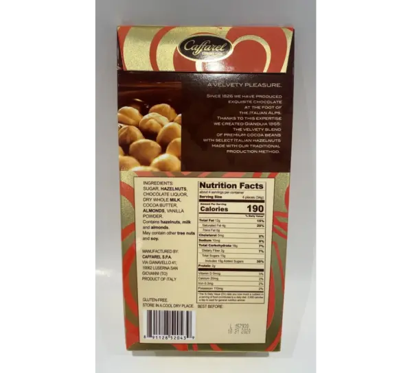 Caffarel Original Gianduia Chocolate Bar Gluten Free - Image 2