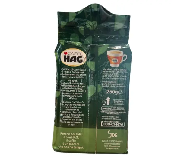 Caffe Hag Decaf Espresso Ground Coffee 250g Brick Pack