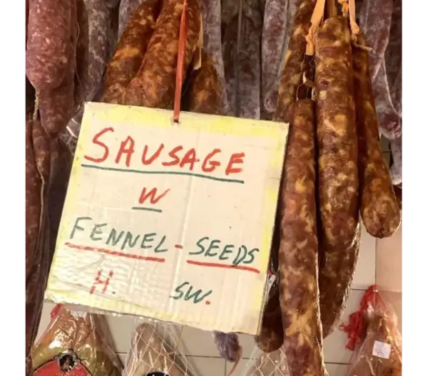 Calabria Hot Dry Sausage with Fennel Seeds - Spicy Italian Pork Salami
