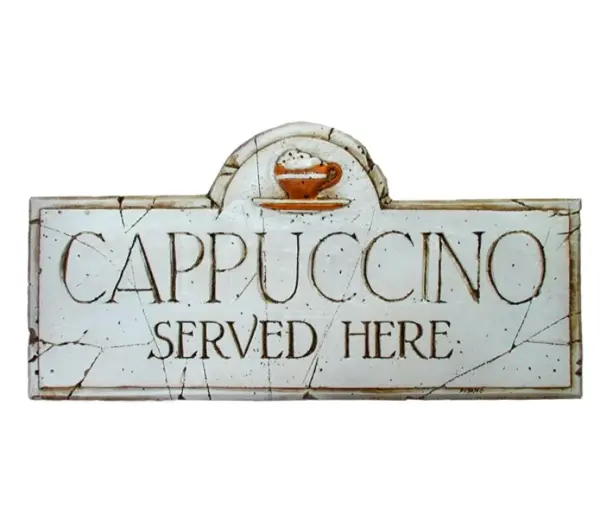 Cappuccino Wall Plaque Sign for Kitchen Decor