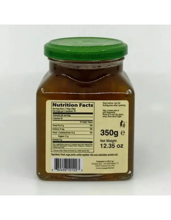 Casa Giulia Peach Jam 350g - Sweet Fruit Spread, 12.35 oz Jar - Image 2