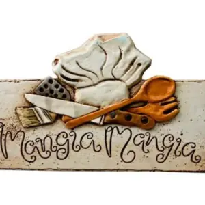 Chef Hat & Forks Wall Decor - Kitchen Themed Plaque 542T