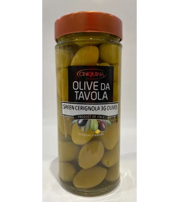 Cinquina Italian Cerignola Green Olives Large Meaty 11 oz - Image 2