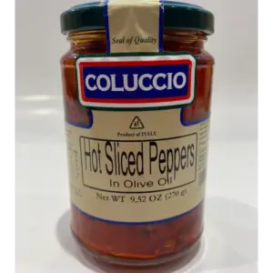 Coluccio Sliced Hot Peppers in Olive Oil - 9.52 oz Jar