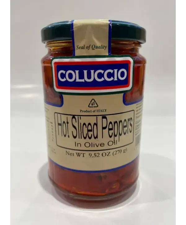 Coluccio Sliced Hot Peppers in Olive Oil - 9.52 oz Jar