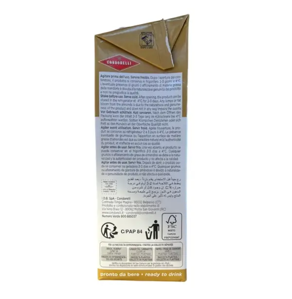 Condorelli Almond Drink 1000ml - Natural Unsweetened Plant Milk - Image 3