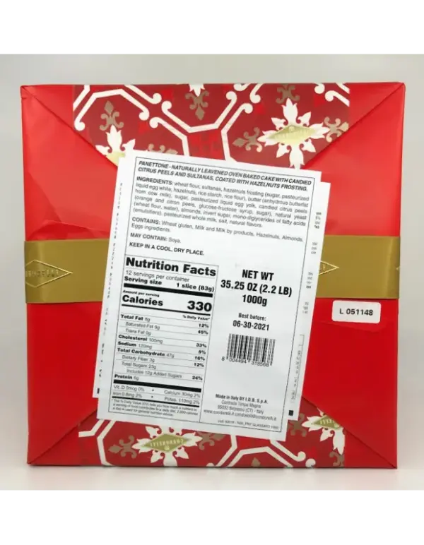 Condorelli Hazelnut Panettone Wrapped Cake 1000g - Image 2