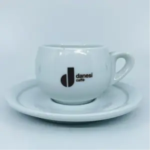 Danesi 5oz Ceramic Cappuccino Cup with Saucer - White Coffee Set