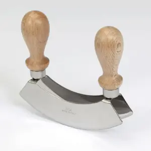 Dual Blade Mezzaluna Knife - 6 Inch Herb Chopper
