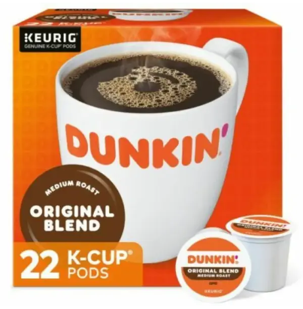 Dunkin Original Blend Coffee K-Cups 22 Count Pods for Keurig