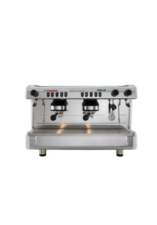 Faema E98 UP 2-Group Automatic Espresso Machine - White Stainless Steel