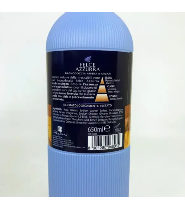 Felce Azzurra Ambra Argan Nourishing Shower Gel 650ml - Image 2