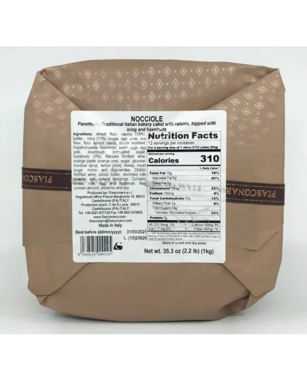 Fiasconaro Hazelnut Panettone Italian Christmas Cake 2.2 lbs - Image 2