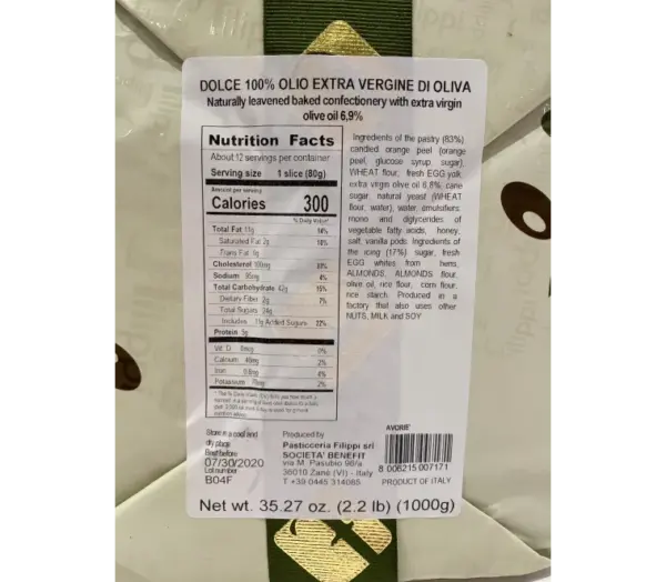 Filippi 100% Olive Oil Colomba Dolce - 35.27 oz Pure & Mild - Image 3