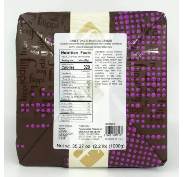 Filippi Chestnut Panettone Italian Christmas Cake 1kg