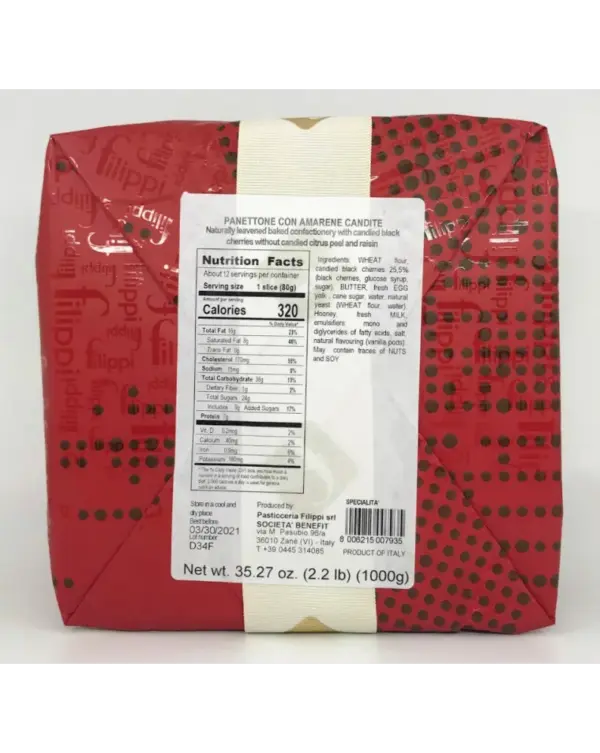 Filippi Panettone with Amarena Cherries 1kg Italian Christmas Cake