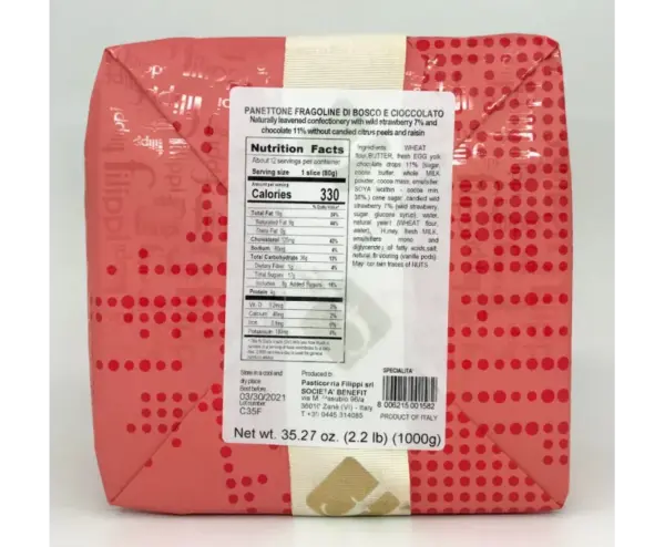 Filippi Wild Strawberry & Milk Chocolate Panettone Cake 2.2lb - Image 2