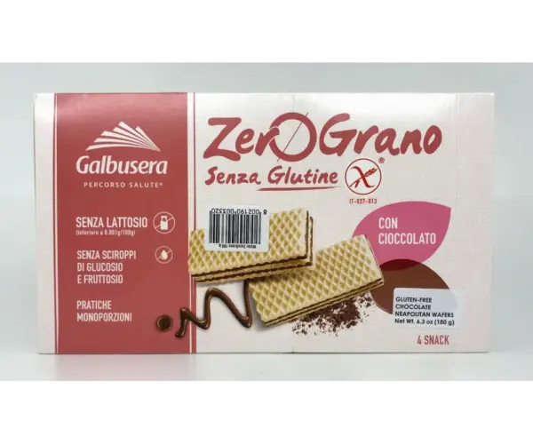 Galbusera Gluten Free Chocolate Wafers 180g - Zero Grano Snack