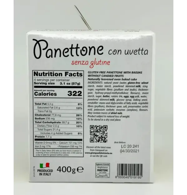 Giampaolo Gluten-Free Panettone with Raisins 400g - Image 2
