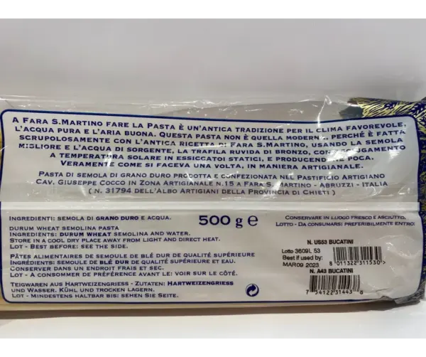 Giuseppe Cocco Bucatini Pasta 500g - Authentic Italian