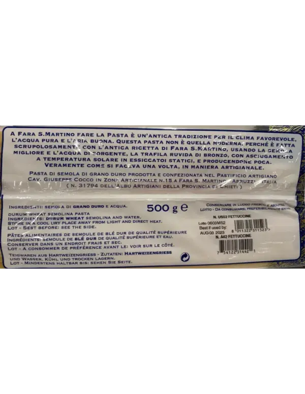 Giuseppe Cocco Italian Fettuccine Pasta 500g