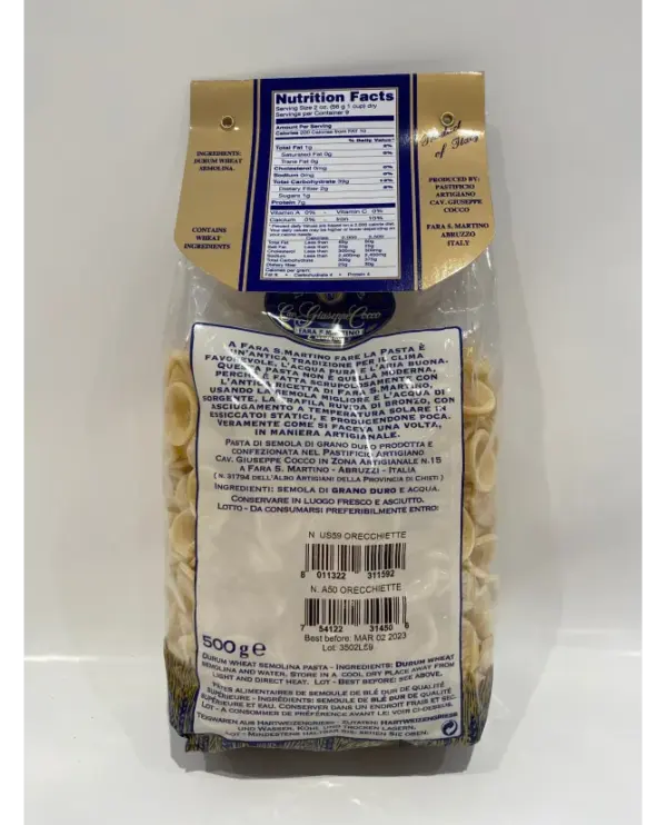 Giuseppe Cocco Orecchiette Pasta 500g Italian Artisanal