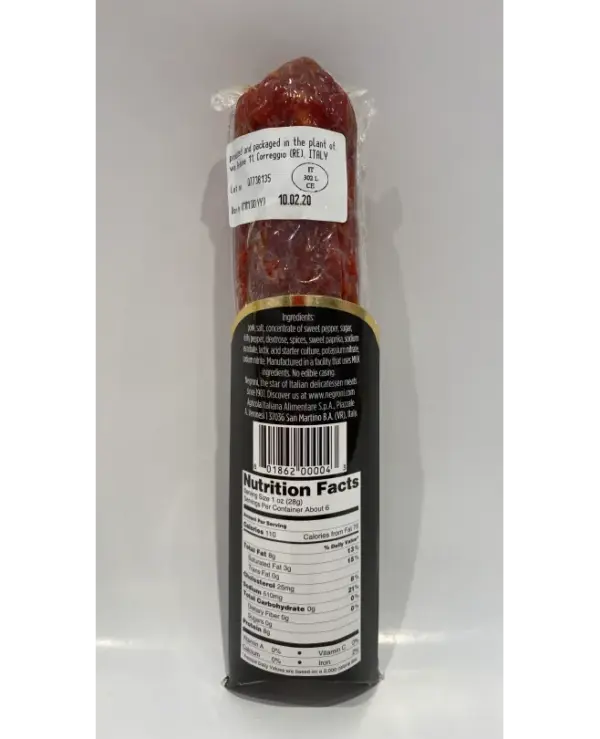 Gluten Free Negroni Hot Napoli Salami 5.5 oz - Image 2