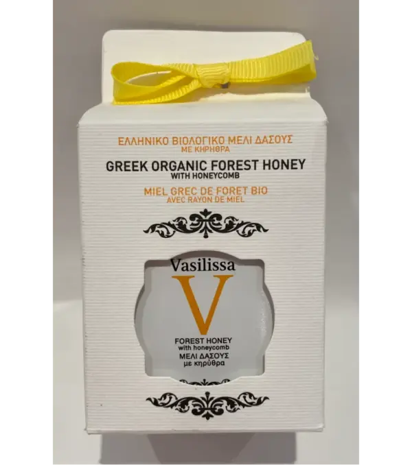 Greek Organic Wild Forest Honey with Raw Honeycomb - 250g (8.81oz) - Vasilissa - Image 2