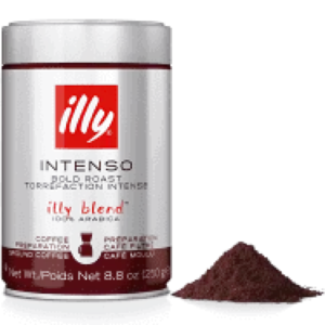 Illy Intenso Dark Roast Coffee Ground for Drip Brew, 250g Can
