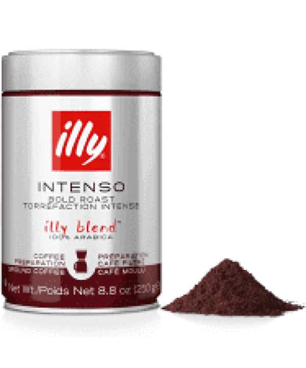 Illy Intenso Dark Roast Coffee Ground for Drip Brew, 250g Can