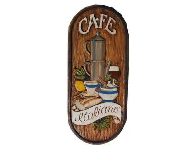 Italian Coffee Wall Plaque with Decorative Coffee Pot