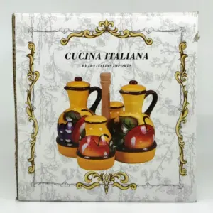 Italian Cooking Oil & Vinegar Set with Salt and Pepper