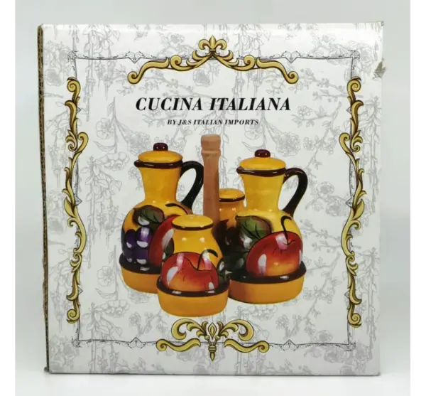 Italian Cooking Oil & Vinegar Set with Salt and Pepper