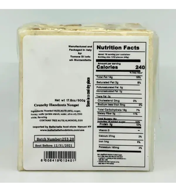 Italian Hazelnut Nougat Block by Di Iorio 500g