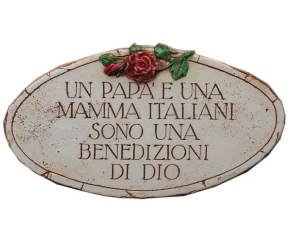 Italian Mama Round Wall Plaque - Decorative Ceramic Home Decor