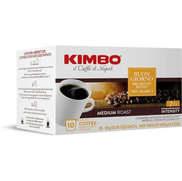 Kimbo Buongiorno K-Cup Coffee Pods 100% Arabica Medium Roast