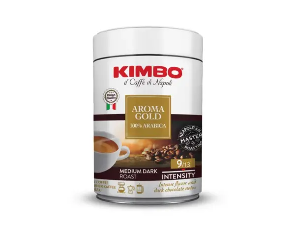Kimbo Gold Metal Ground Espresso Coffee Can