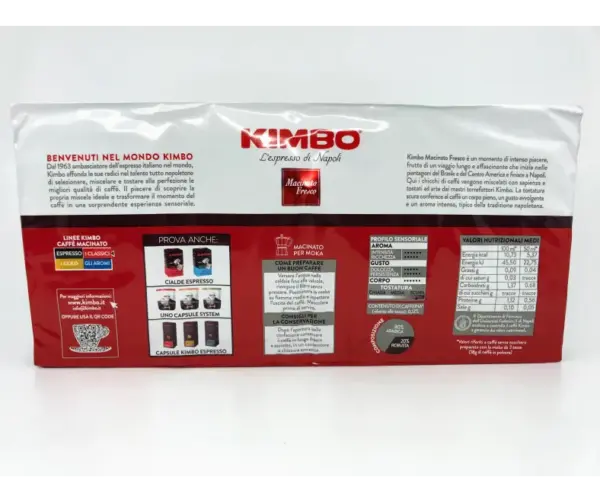 Kimbo Ground Coffee Macinato Fresco Dark Roast Brick Pack 4-Pack