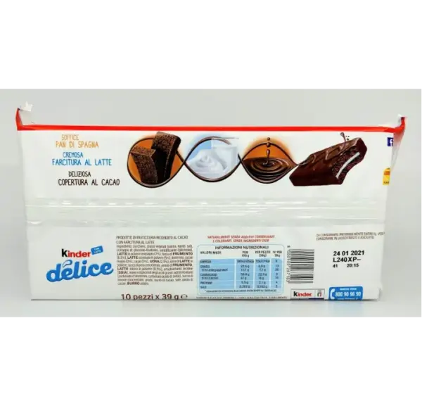 Kinder Delice Chocolate Snacks 10 Pack - 39g Each