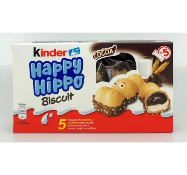 Kinder Happy Hippo Cocoa Cream Biscuits 103g Snack Pack