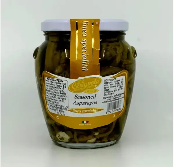 La Cerignola Seasoned Asparagus 550g Jar - Italian Marinated Vegetables