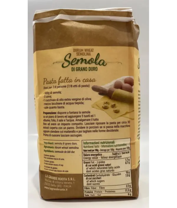 La Grande Ruota Semolina Flour - Durum Wheat Pasta Flour - 35.2 oz - Image 2