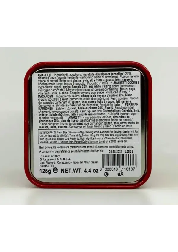 Lazzaroni Authentic Saronno Amaretti Cookies Tin 125g - Image 2