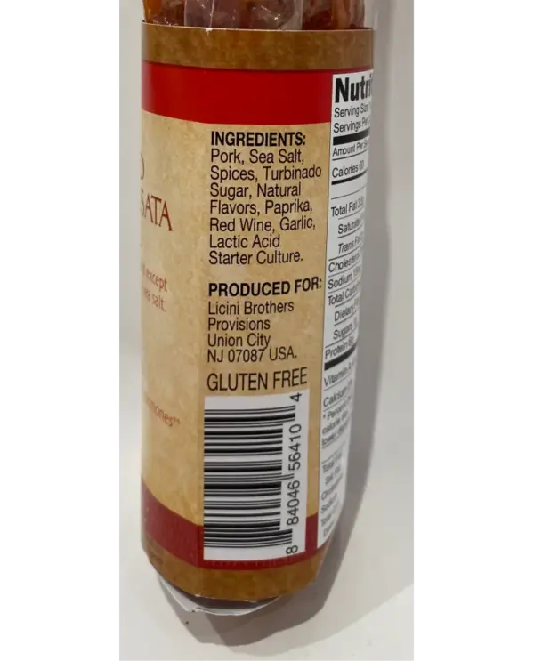 Licini Uncured Hot Sopressata Salami Gluten Free 7oz - Image 3